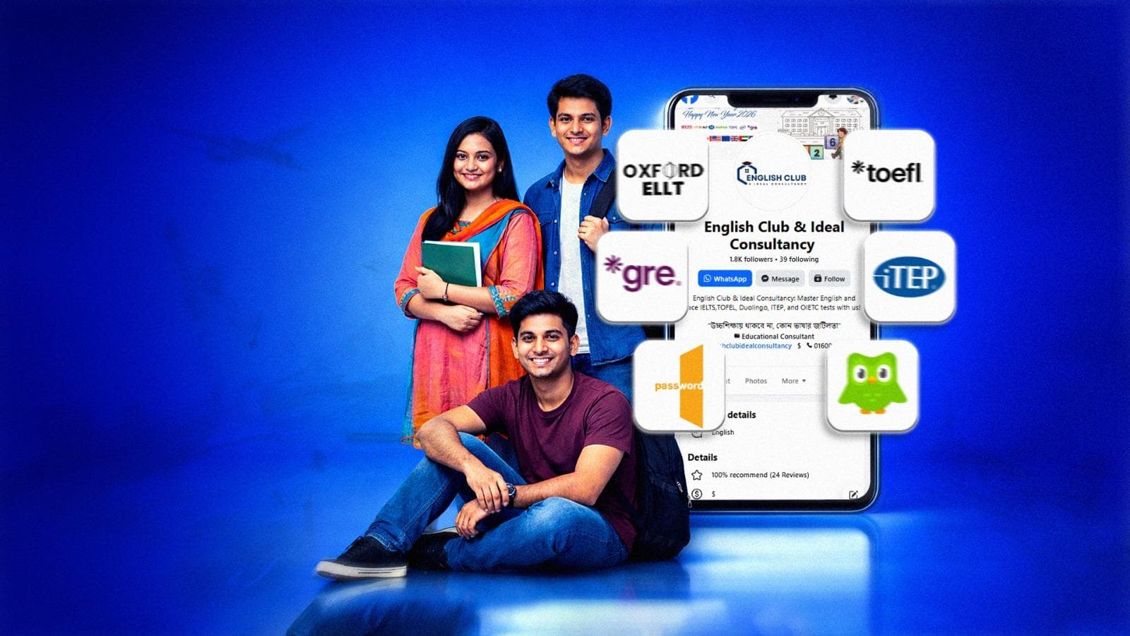 A close-up of a student holding an acceptance letter and a passport with a world map in the background.